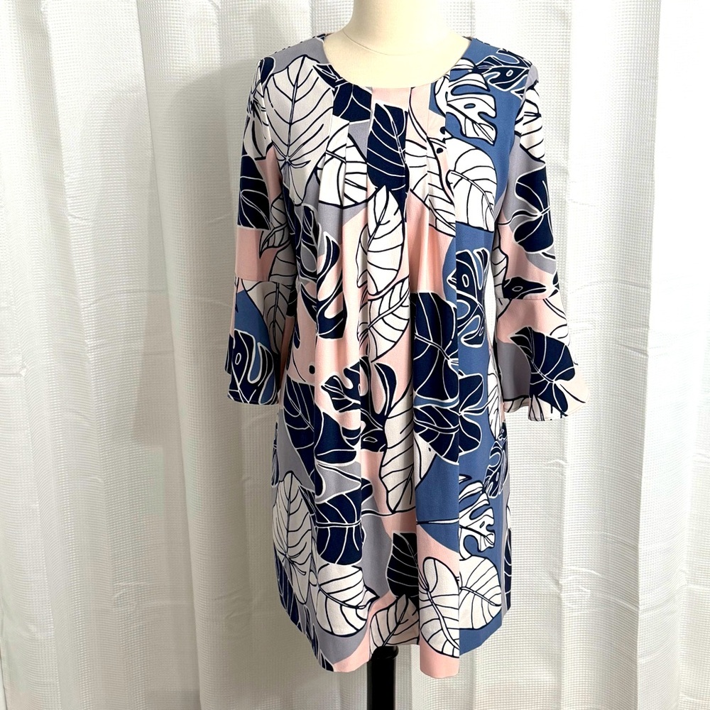 Eva Mendes New York & Company Bell Sleeve Floral Print Fully Lined Dress, Size L